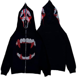 Sudadera con capucha de lana con diamantes de imitación personalizados para mujer, sudadera cálida de felpa suave con adornos de cristal brillante, ropa informal de moda - Product Image 1