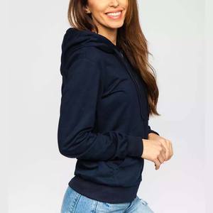 2025 nouveauté bleu marine coton polaire femmes sweats à capuche décontracté Logo personnalisé broderie impression hiver fermeture éclair à capuche manteau - Product Image 3