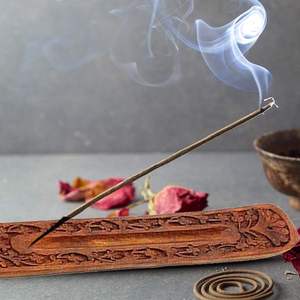 <b>Incense</b> Holder Wooden Stick Holder with Floral Design <b>Incense</b> Ash Catcher <b>Incense</b> <b>Burner</b> Tray <b>Back</b>-<b>Flow</b> Home Decor Gift Accessor - Product Image 5