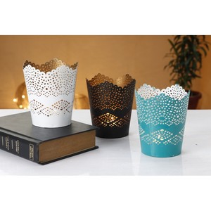 Decoración del hogar, soporte votivo de forma redonda de Metal de hierro multicolor, tarro de vela de estilo moderno, decoración de boda hecha a mano - Product Image 4
