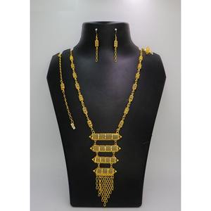 Elegante conjunto de joyas de latón chapado en oro incluye collares huecos pulseras anillos pendientes para fiestas bodas hechas de aleación - Product Image 1