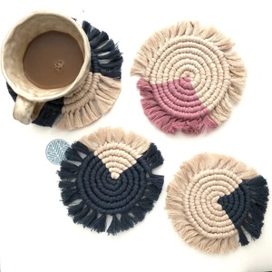 High Quality Boho Style Macrame Coasters Set Absorbent Drink <b>Mats</b> for <b>Wooden</b> <b>Table</b> for All Kinds of Mugs - Product Image 3