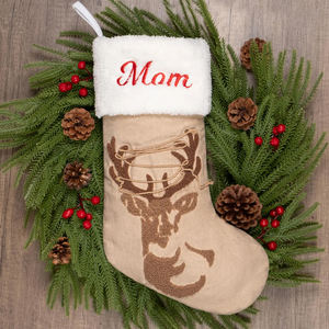 Custom Modern <b>Christmas</b> <b>Stocking</b> Embroidered Santa Snowman Personalized Fur Knitting Candy Bag Ornament Xmas Gift Decoration - Product Image 3