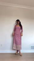 Salwar Kameez de Georgette Sintética para Mujer, Largo hasta el Tobillo, Vestido Tradicional Bordado, Ropa Casual, Estilo India Pakistán, Invierno Verano
