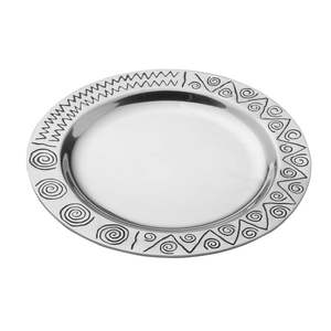 Plateau à croustilles et à trempette en aluminium poli de vente chaude Plateau à collation rond en relief avec bol central inspiré de la nature - Product Image 2