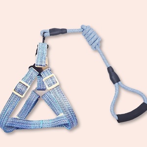 Neues Design Modisches Haustier-Leinen-Set Verstellbares Nylon-Hanfseil Zugfest Explosionsgeschützt für Outdoor-Spaziergänge Einfarbiges Muster - Product Image 1