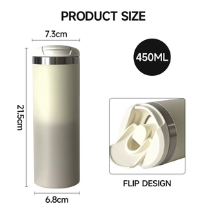 Mug de voyage à large ouverture pour café, 350 ml, en acier inoxydable, pour porte-gobelet de voiture, facile à nettoyer, compatible glace, OEM - Product Image 2