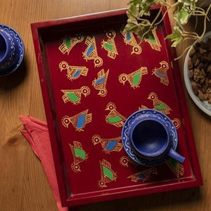 Bandejas de almacenamiento de madera de lujo con impresión Meena personalizada Material fuerte Ideal para suministros de boda y accesorios para el hogar - Product Image 1