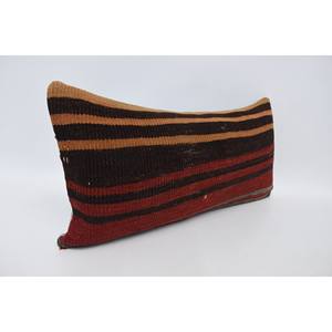 Brown Wool Kilim 18x18 Luxury <b>Bolster</b> <b>Pillow</b> 12x24 Inches Woven Vintage Floral Print Non-Slip Eco-Friendly Removable Washable - Product Image 3