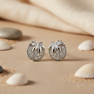 Boucles d'oreilles clous en argent 925, motif fleur, pour femme, cadeau - Product Image 1