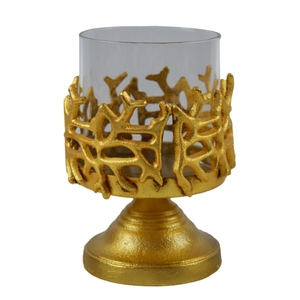 Portavelas con vidrio adornado con diseño en relieve Agregue la grandeza a la decoración de su hogar Regale esto a sus personas favoritas - Product Image 5