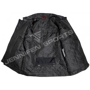 Blouson en cuir pour moto pour homme, cuir de vache véritable, coupe-vent, vêtements de sport, poches avant, fermeture éclair authentique, doublure matelassée - Product Image 5