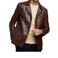 Nouvelle veste de motard en cuir d'agneau véritable marron super stylée pour homme, imperméable, réversible, écologique, pour l'hiver