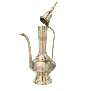 Aftaba árabe de latón con acabado en relieve, cafetera árabe hecha en la India, superventas - Product Image 1