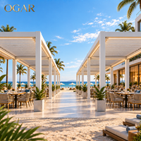 Grande pergola électrique à lames orientables en aluminium, structure de toit réglable pour espaces de loisirs commerciaux en plein air