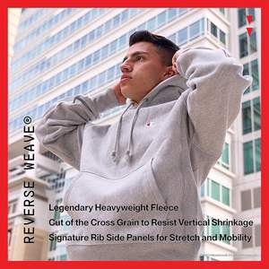 Sudadera de cuello redondo de poliéster/algodón de peso pesado para hombre, tejido inverso de invierno con estampado Digital teñido liso - Product Image 6