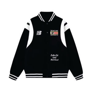 Chaqueta universitaria de lana alta Vintage para hombres y mujeres, costura de cuero bordada, uniforme de béisbol de gran tamaño, nuevo revestimiento de Color de tela - Product Image 1