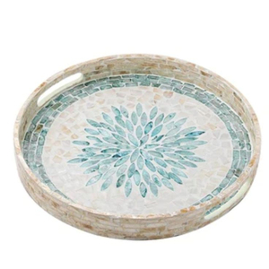 Bandeja para servir de nácar de diseño elegante, bandeja decorativa de escritorio con diseño Floral, vajilla para el hogar, aperitivos, cuencos de fideos, bandeja para servir - Product Image 1