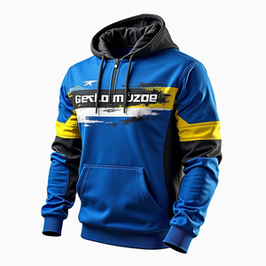 Sudaderas con capucha de lana de gran tamaño para invierno para hombre con cremallera Mezcla duradera de poliéster/algodón Ropa de calle informal ecológica - Product Image 6