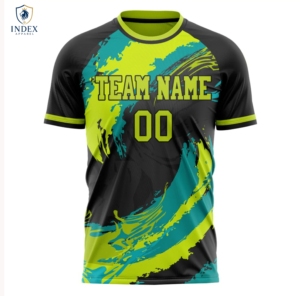 Maillot de football sublimé pour homme Index Apparel, col rond, manches courtes, anti-humidité, coupe athlétique, nom de l'équipe 00 imprimé - Product Image 1