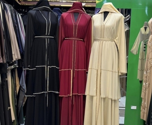 Wholesale Umbrella Abaya Stone Work Handmade Sequined Arabic Dubai Style Full Flare Nida Fabric Evening Party Dress - Product Image 1