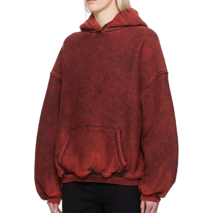 Sweats en soie délavés à l'acide de haute qualité pour femmes vers le bas épaule à capuche doublure de col tailles et couleurs personnalisées sweat à capuche d'hiver - Product Image 3