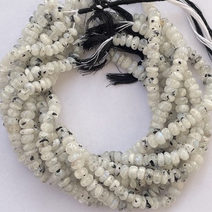 6Mm 8Mm 10Mm Tự Nhiên Màu Đen Spot Trắng Cầu Vồng <span class=keywords><strong>Moonstone</strong></span> Đá Mịn Rondelle Hạt Sợi Bán Quý Lớn Chunky Kích Thước Chuỗi - Product Image 1