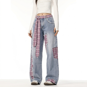 Jean baggy taille haute tendance 2025 pour <span class=keywords><strong>femme</strong></span>, coupe ample, style streetwear, jambe large, en denim respirant et durable, <span class=keywords><strong>pantalon</strong></span> cargo décontracté - Product Image 1