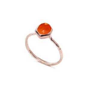 แหวนพลอยสีส้ม CHALCEDONY,แหวนเงินแท้925พลอยโมราสีส้ม - Product Image 1