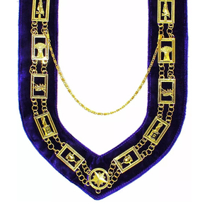 OES Custom Made High Quality <b>Velvet</b> Fabric Chain Collar <b>Purple</b> Backing Masonic Officer Jewel Order Star Collar - Product Image 5