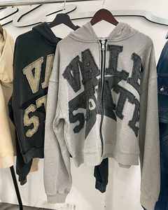 Sweat à capuche zippé vintage personnalisé pour hommes nouvelle mode Streetwear poids lourd lavé à l'acide en détresse imprimé numérique pour l'hiver - Product Image 3