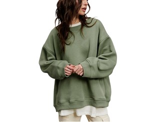 Sudadera de gran tamaño con logotipo personalizado, sudaderas con capucha y cuello redondo en blanco de peso pesado unisex para hombre y mujer - Product Image 3