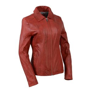 Veste de motard pour femmes Veste en cuir de vachette à manches longues en peau de mouton de couleur jaune avec impression de logo personnalisée - Product Image 3
