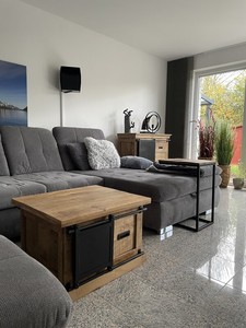 Nouvelle table basse industrielle en bois massif, buffet de style farmhouse, meuble de salon fait main et écologique - Product Image 6