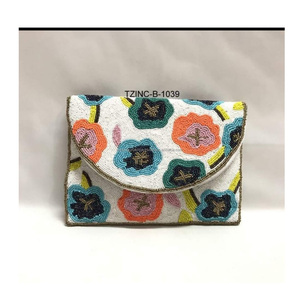 Bolso de mano de noche con cuentas para mujer, cartera de mano hecha a mano, estilo Mensajero de la India, Guru, Kirpa, casa de exportación, colección de fiesta de navidad - Product Image 6