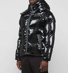 Veste matelassée en toile imprimée en relief pour homme, vêtement d'extérieur long et chaud d'été, col montant, capuche, imperméable, respirant - Product Image 6