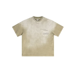 T-shirt personnalisé surdimensionné lourd 100% coton pour hommes Sun Fade Vintage Style avec logo avant T-shirt vierge lourd - Product Image 5