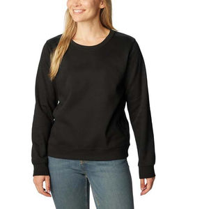 Color negro cuello redondo algodón Casual de gran tamaño personalizado bordado mujer sudadera liso cuello redondo Sudadera Mujer - Product Image 4