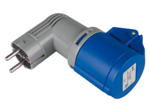 Schuko <b>plug</b> to Cetac 2P (2P + E) IP44 aerial socket <b>adapter</b> (Solera 904011) - Product Image 1