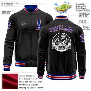 Custom <b>Black</b> Royal-<b>Red</b> Bomber <b>Varsity</b> Letterman Zipper <b>Jacket</b> Windbreaker Streetwear Vintage Men's <b>Varsity</b> <b>Jacket</b> - Product Image 2