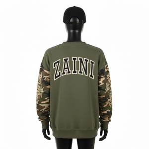 Sudadera Extra Grande para Mujer, Mezcla de Algodón y Poliéster, 320GSM, Verde Oliva, Manga con Paneles, Logotipo Personalizado, Transpirable - Product Image 2