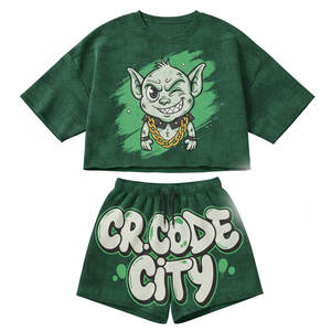 Ensemble décontracté léger 100 % coton pour homme : T-shirt à col rond et short à taille élastique, coupe régulière, respirant, séchage rapide, idéal pour la détente - Product Image 1