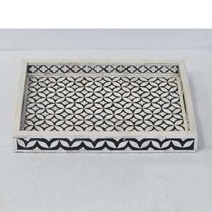 ถาดเสิร์ฟตกแต่งแบบฝังกระดูกพร้อมหินอาเกตสำเร็จรูป - Product Image 3