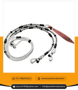 Rommel / Romal / Romel Reins ไนล่อนสีขาว,ไนล่อนคลุมด้วยแท็คหนังวัวสีดำธรรมชาติ NR186 - Product Image 2