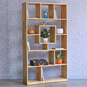 ชั้นวางหนังสือไม้ยางพารา 5 ชั้น 100x30x180 ซม. สำหรับห้องนั่งเล่น แบบตั้งพื้น โครงเหล็ก - Product Image 3