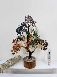 Affichage de pierre d'agate naturelle d'arbre de sept chakras avec la finition polie à la main appropriée aux autels de méditation de décor d'étagère - Product Image 5