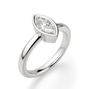 Bague de fiançailles solitaire pour femme avec lunette en diamant taille marquise - Product Image 2