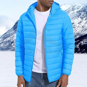 Chaqueta acolchada para exteriores para hombre, Abrigo acolchado resistente al agua a prueba de viento con capucha, proveedor a granel OEM con opciones de diseño personalizado para hombre - Product Image 4