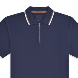 100% เสื้อโปโลผ้าฝ้ายลายกระดูกปลาเฮอริ่งสำหรับผู้ชายผ้าคอตตอนเนื้อสีทึบดีไซน์แบบลำลองเป็นมิตรกับสิ่งแวดล้อม - Product Image 2