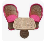 Ensemble de mobilier d'extérieur moderne vintage de style mid-century, design hôtelier, en bambou et rotin indien, pour appartement, jardin, salle à manger, comprenant chaise et table